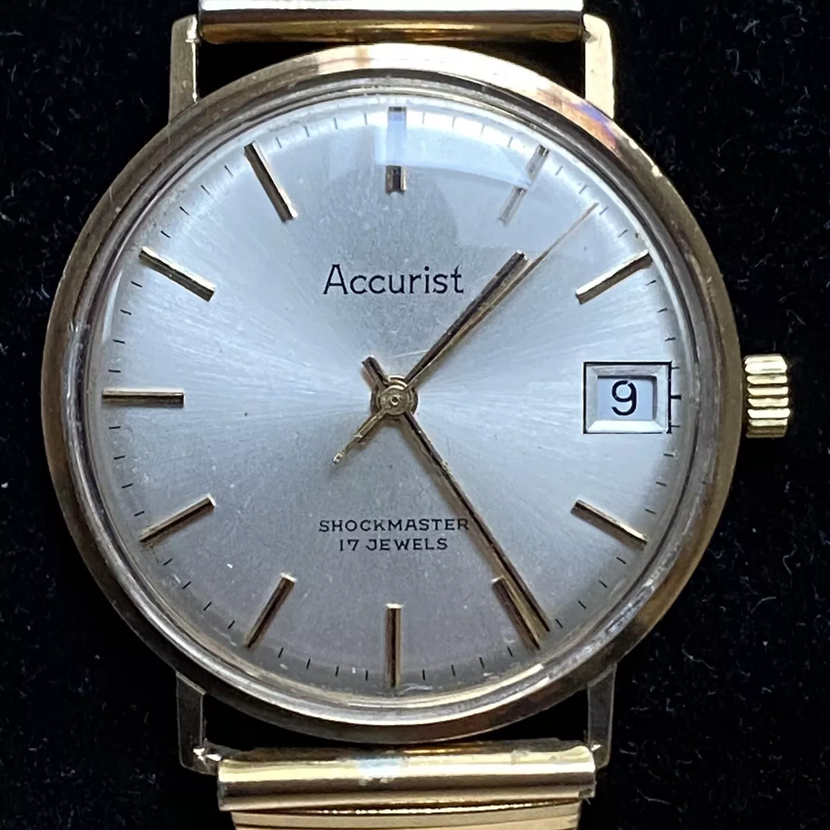 Accurist 9ct Gold 375 Watch Men s Swiss 1970 s Shockmaster 17 Jewels M