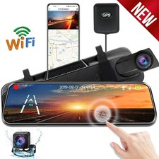 4K 10" Dashcam Dual Lens Kamera Auto DVR Rückfahrkamera Spiegel Videorecorder