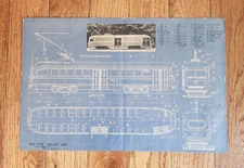 VINTAGE PCC  TROLLEY STREETCAR BLUPRINT FROM HO SCALE RR MAGAZINE NEWSPAPER