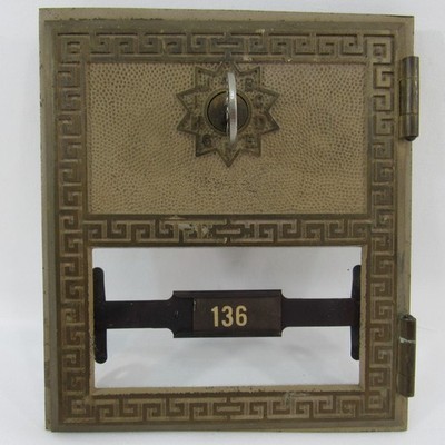 Post Office Mailbox Box Door w/ Lock & Key 1967 American Device EZ Brass