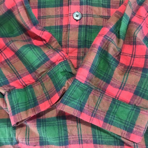 VTG LL Bean red green plaid mens M cotton nightshirt sleeping Maine Christmas - Picture 9 of 10