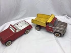 Lot Of 2 Vintage Tonka Trucks /Red Jeepster/Dodge Dump Truck