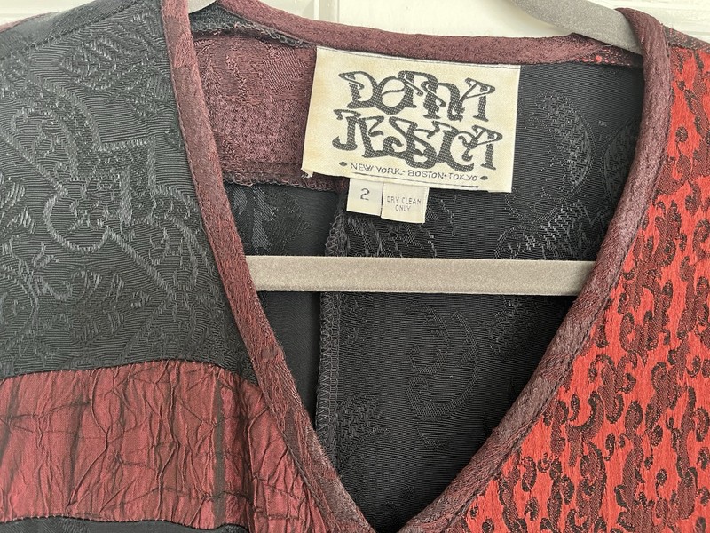 Donna Jessica Vintage Tunic Women Size 2 Black And Burnt Orange- REDUCED