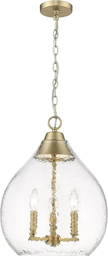 Ariella 3-Light Pendant in Brushed Champagne Bronze with Hammered Glass - Picture 2 of 5