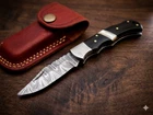 STUNNING CUSTOM HANDMADE DAMASCUS STEEL POCKET FOLDING KNIFE Back LOCK  AS-124