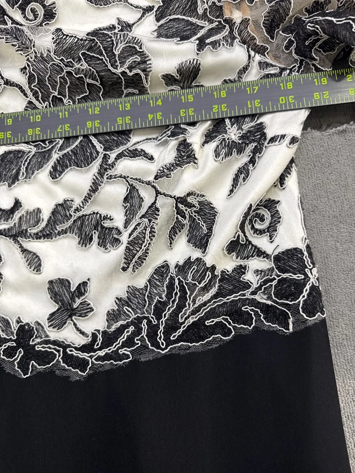 Tadashi Shoji Peony Embroidered Black Formal Gown Evening Maxi Dress 14 - Image 4 of 4