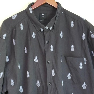 Visive Shirt Mens 3XL Black Pineapple Hawaiian Short Sleeve Button Up Casual