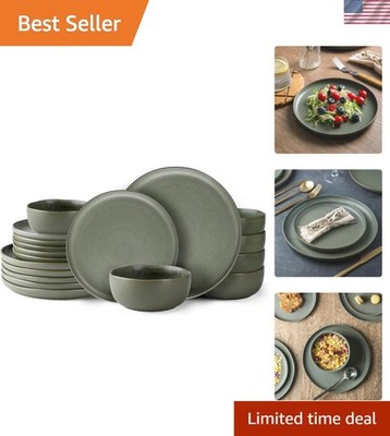 Ceramic Dinnerware Sets, Wavy Rim Stoneware Plates and Bowls Sets,Dishwasher ...