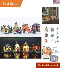 Christmas Village Sets-Christmas Decorations,LED Lighted Christmas Village Ho...