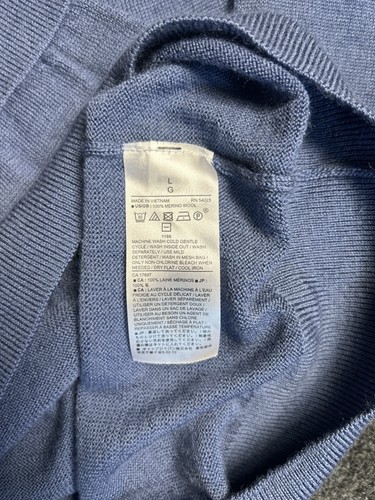 Suéter Banana Republic Para Hombre Talla Grande Lana Merino Italiana Cuello Redondo Azul - Imagen 4 de 5