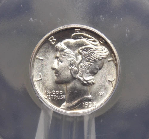 1938 "D" Mercury SILVER Dime 10c ICG MS66 FB #201 *FULL BANDS* Gem ECC&C, Inc.