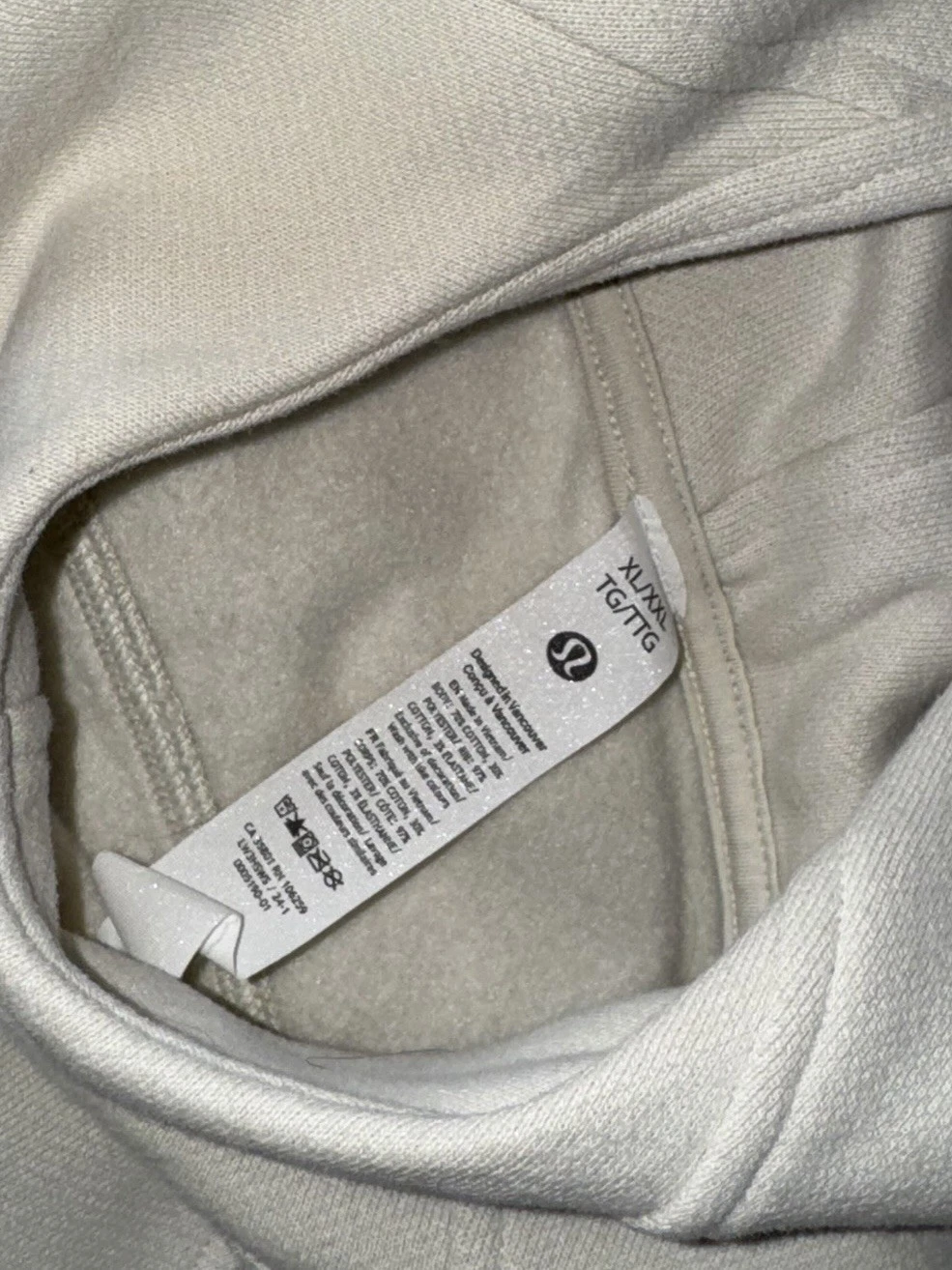 OFF WHITE Felpa con cappuccio Lululemon Cropped Scuba color crema oversize