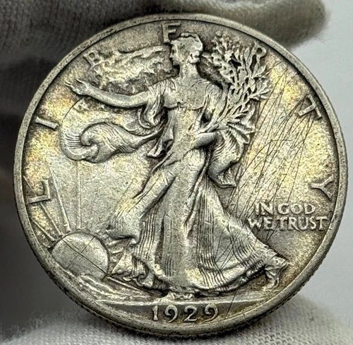 1929-S Walking Liberty Half Dollar, Obverse Scratches, Good Details, NR.
