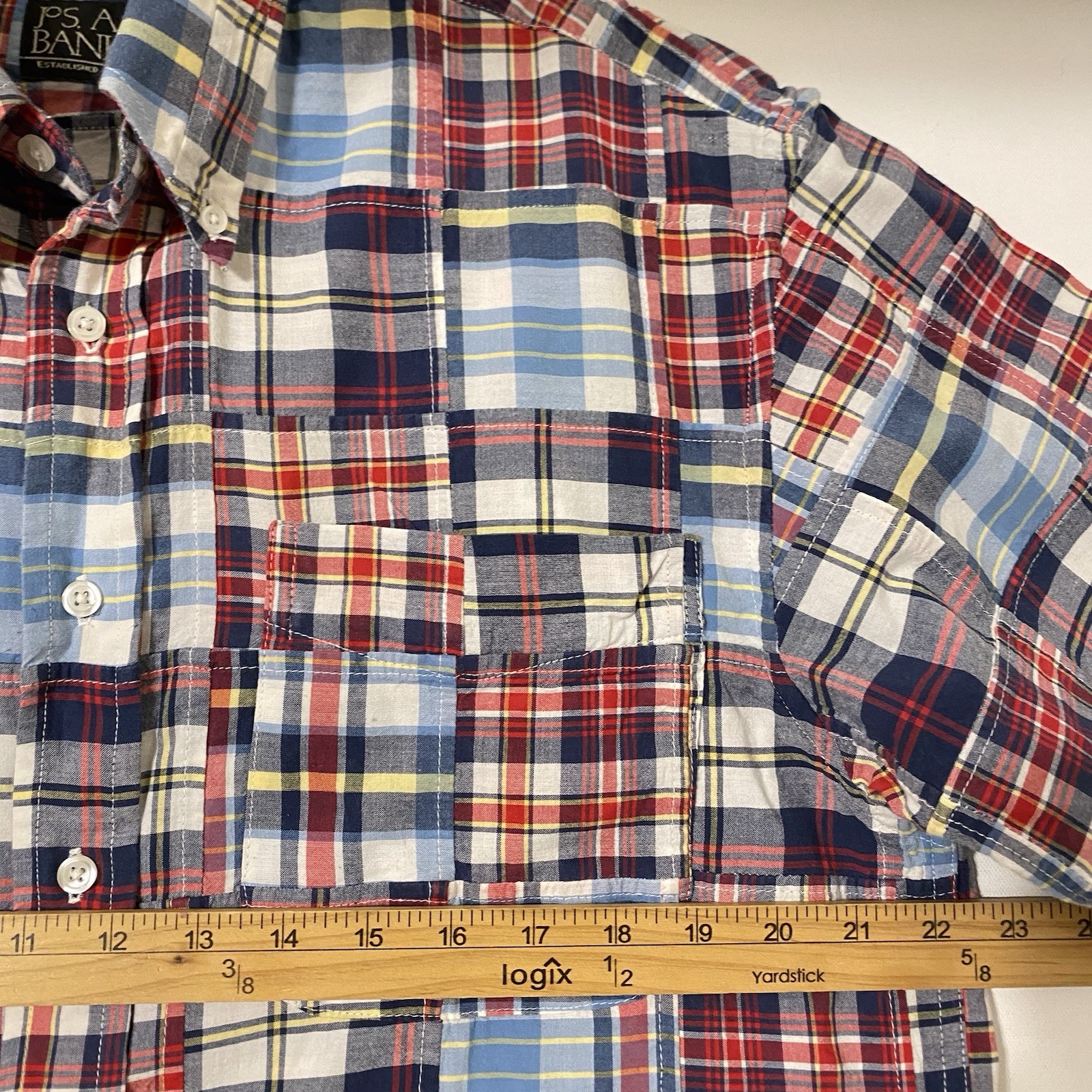 Patchwork Shirt Men M Multicolor Button Down Shor… - image 4