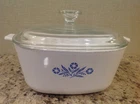Corning Ware Blue Cornflower P-2 1/2-B w/ Pyrex A-9-C Lid 2 1/2 Qt Vintage 1960