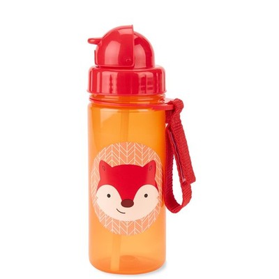 Skip Hop Zoo Trinkflasche Fuchs - Wasserflasche mit Strohhalm und Halteschlaufe