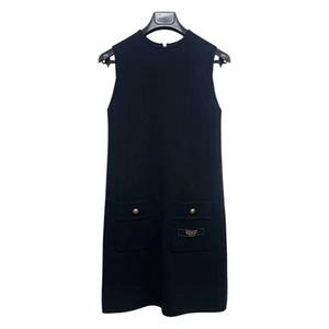 Authentique robe sans manches en tricot patch logo Gucci 23SS Noir XS Mode femme