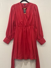 Express Women’s Red Wrap Mini Dress Long Sleeve Elastic Waist Size Medium NWT