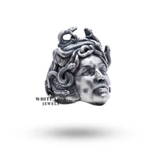 Medusa Gorgon Godess Snakes Men Women 925 Silver Biker Rider Ring Gift Birthday