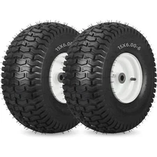 15x6.00-6 Rubber Lawn Mower Tire & Wheel with 3/4" Bushing, 3"Centered Hub (2pcs