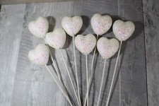 NoS Vintage Lot of 8 Foam Glitter Heart Valentines Floral Picks