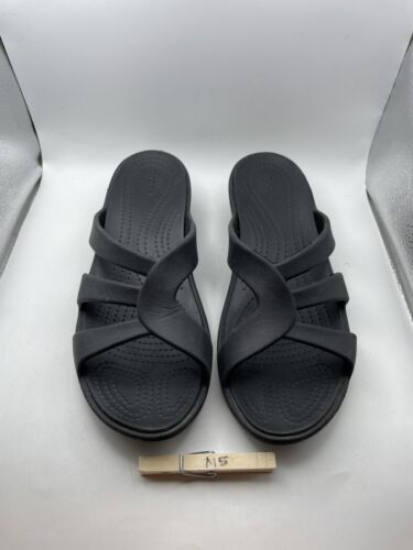 Crocs Sanrah Black Womens Size 10 Wedge Sandals - Picture 3 of 9