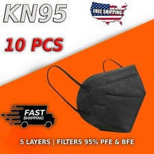10Pcs KN95 Face Mask 5 Layer BFE 95 Disposable Respiratory Non Medical-Black