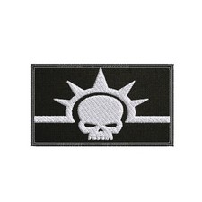 Skull Logo Patch Embroidered Iron-On Applique Sci-fi Table-Top Darkness Grim