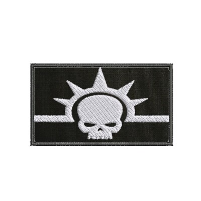 Skull Logo Patch Embroidered Iron-On Applique Sci-fi Table-Top Darkness Grim