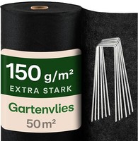 Gartenvlies 150G/M² – 50M² Unkrautvlies, ReißFest Unkrautvlies Mit 24 Erdankern