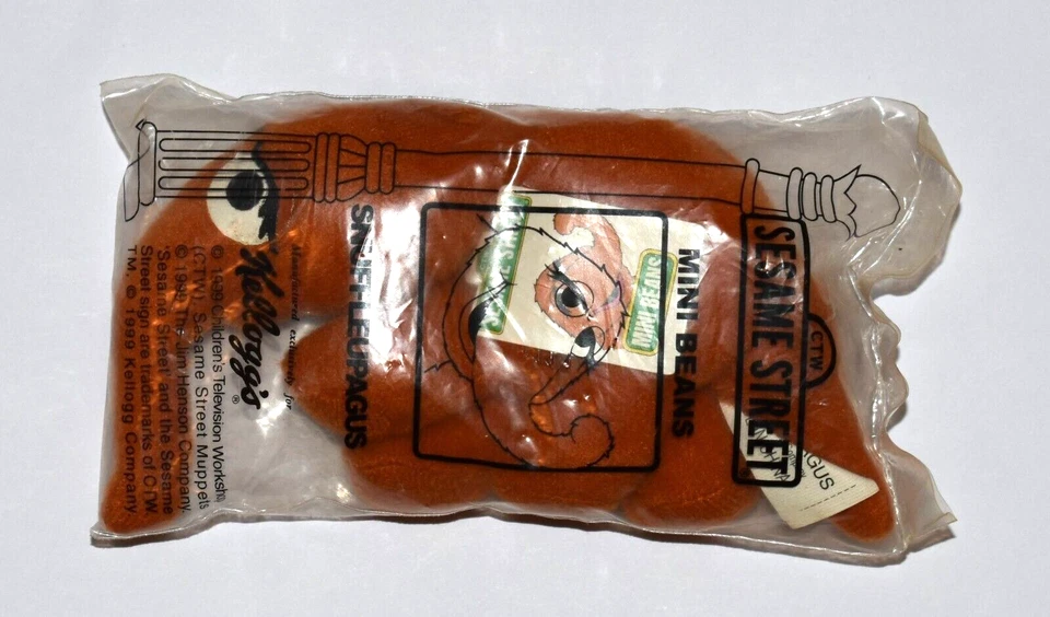 Vintage Beanie Babies 1999 Gergelim Streat Snuffleupagus Kellog's Pacote Fechado - Imagem 2 de 4