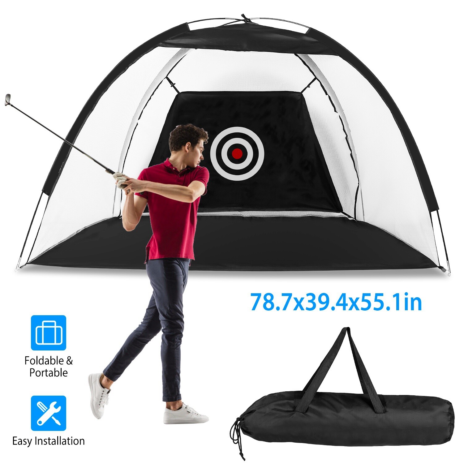 Practice Net Golf Hitting Aid Training Chipping Backyard Out