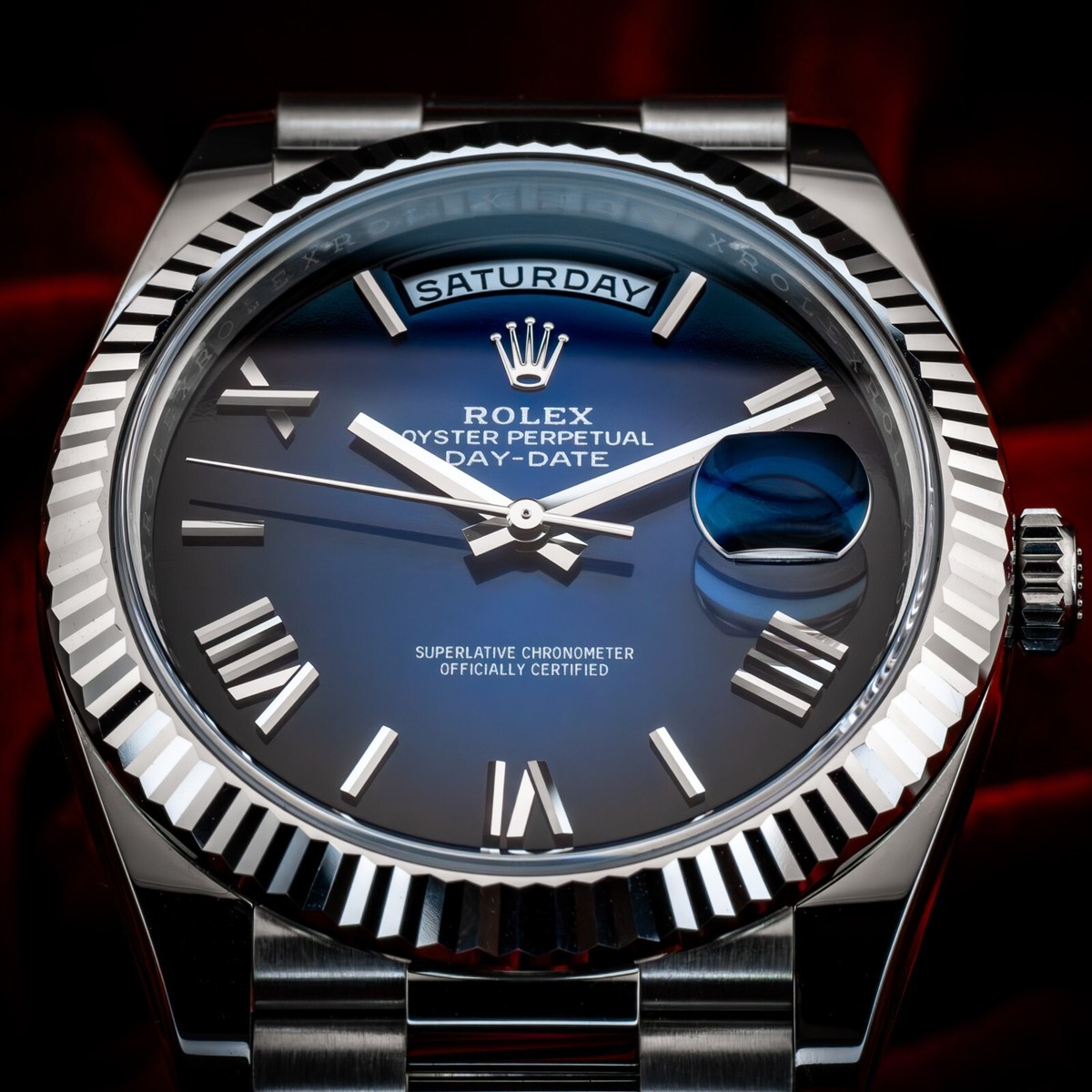 2024 Rolex Day-Date 228239 40mm Blue Ombre Roman Dial