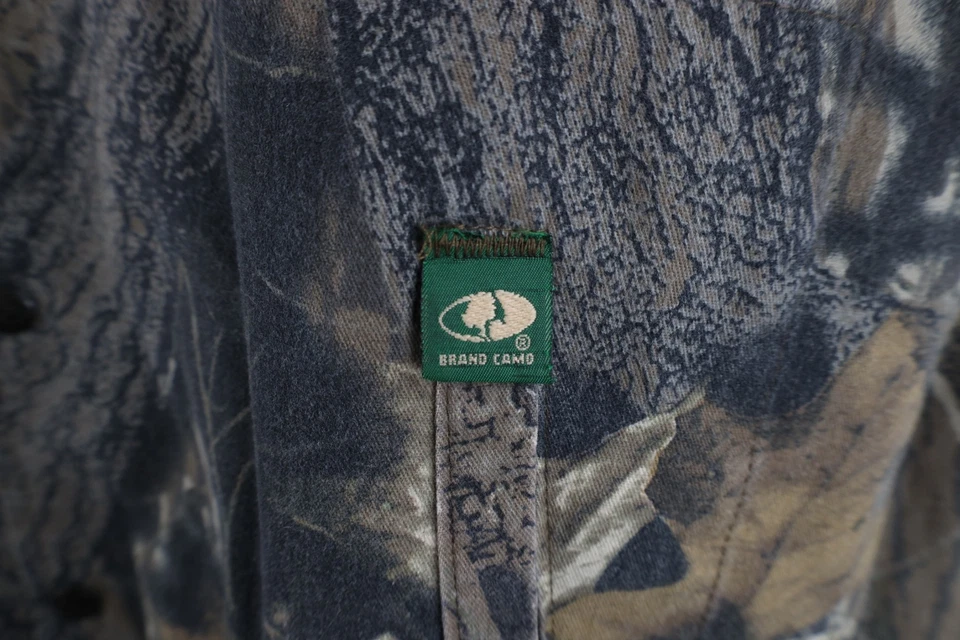 Vintage 80s 90s Mossy Oak Camouflage Mens Large Faded Button Bomber Jacket USA - Image 4 of 4