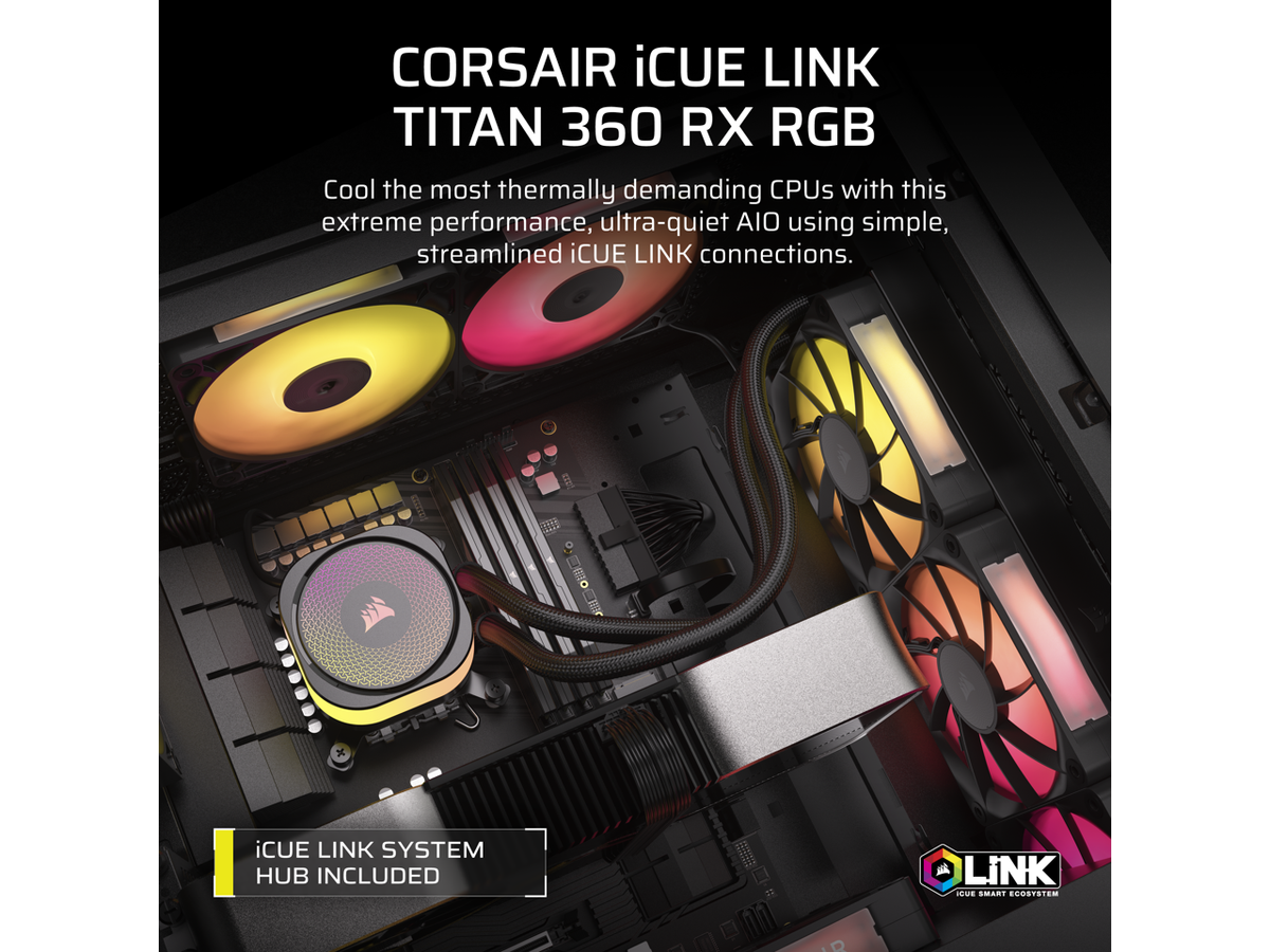 CORSAIR iCUE LINK TITAN 360 RX RGB Liquid CPU Cooler - RX120