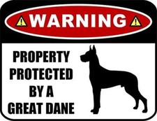 Warning Property Protected by a Great Dane SILHOUETTE Laminated Dog Sign