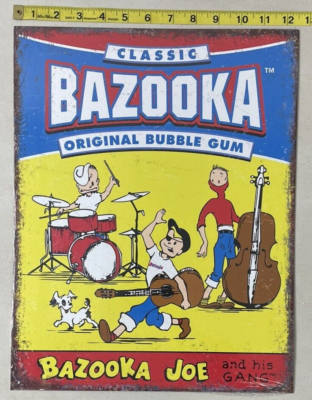Bazooka Joe Bubble Gum & Gang Band Tin Metal Sign Bar or Man Cave