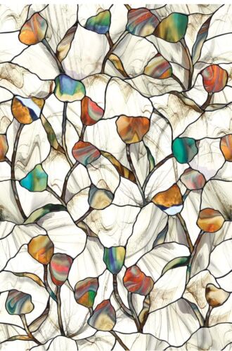 NEW Tulips Stained Glass Privacy Static Cling Window Film 24x36 Decor
