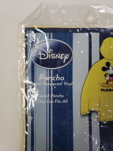 Disney Adult Poncho Minnie Mouse Florida Rain Waterproof Vinyl Yellow One Size - Picture 8 of 8