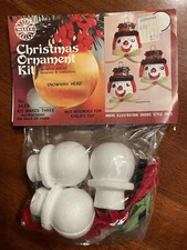 Vintage Walco SNOWMAN HEAD Ornament Kit Makes THREE! Item #3439, New Old Stock