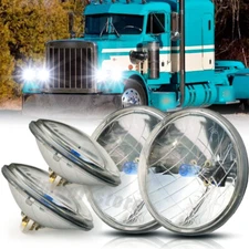 for Peterbilt 349 359 5.75" inch Headlights Halogen Hi/Lo Beam  H5001 4PC