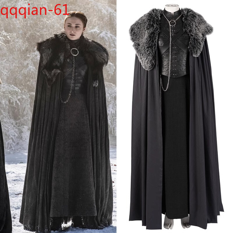 Juego de Tronos 8 Sansa Stark Traje Juegos con disfraces Conjunto Vestido de fantasía Capa Trajes