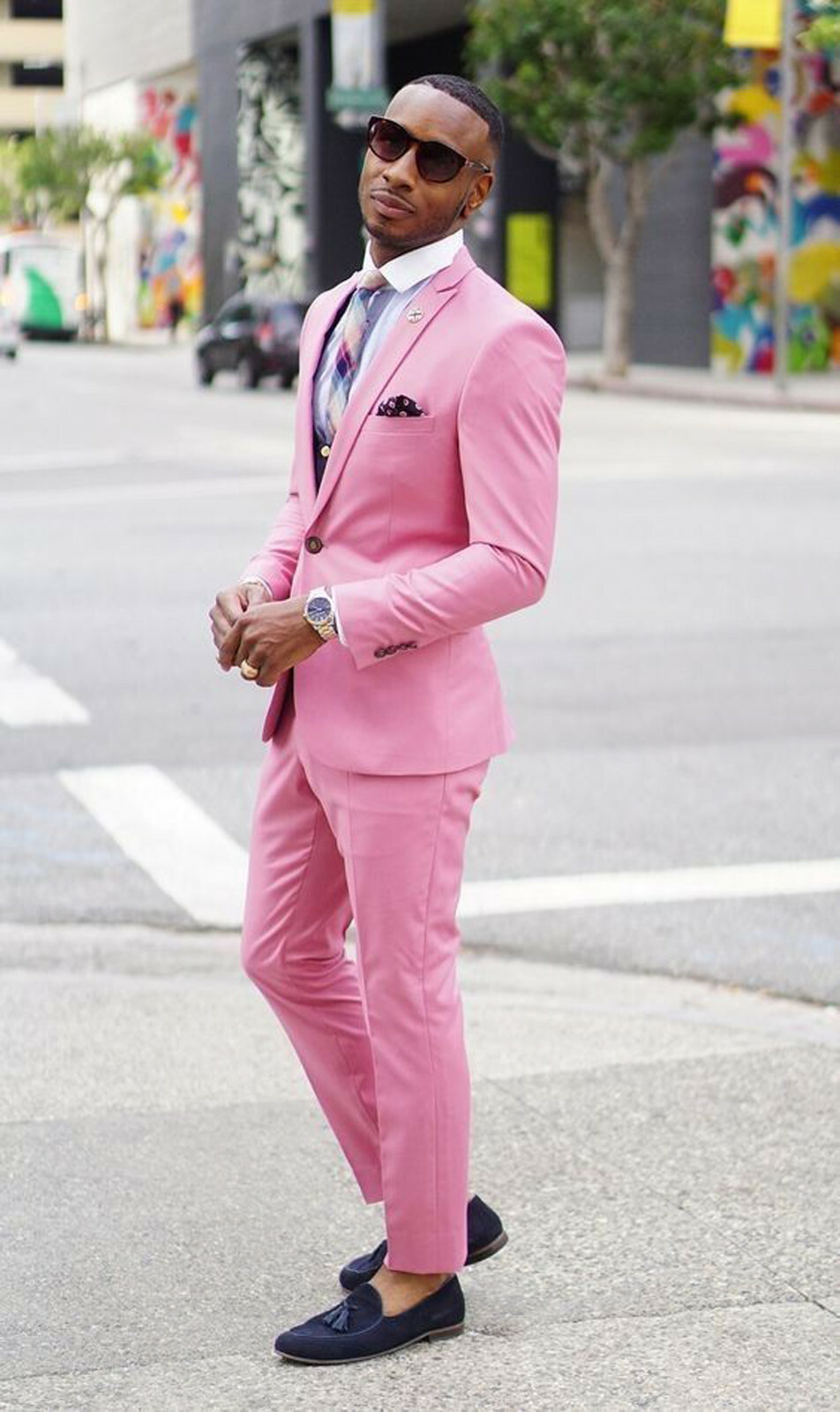 Men Pink Suits Stylish One Button Designer Grooms Wedding Dinner Suit  Coat+Pants