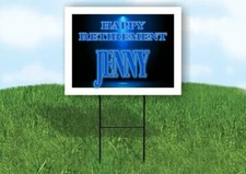 JENNY RETIREMENT BLUE 18 in x 24 in Yard Sign Road Sign with Stand