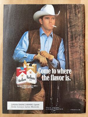 1986 Marlboro Cigarettes Print Ad Marlboro Man Cowboy Western