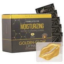 DERMORA Skin Treatment Mask Golden Glow Lip Mask - 20 Pack Lip Gel Masks 