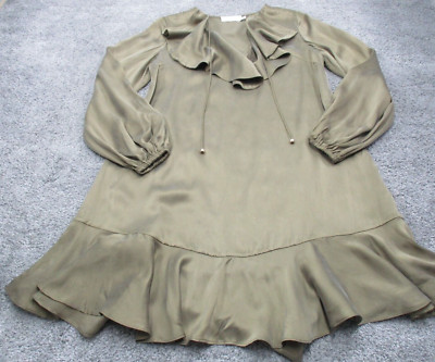 Zimmerman Long Sleeve Dress Size 1 Stretch V Neck Silk Ruffle