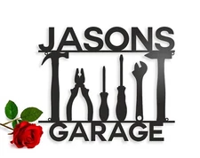 Personalized Metal Garage Sign Custom Name Plaque Wall Art Man Cave Dad's Gift
