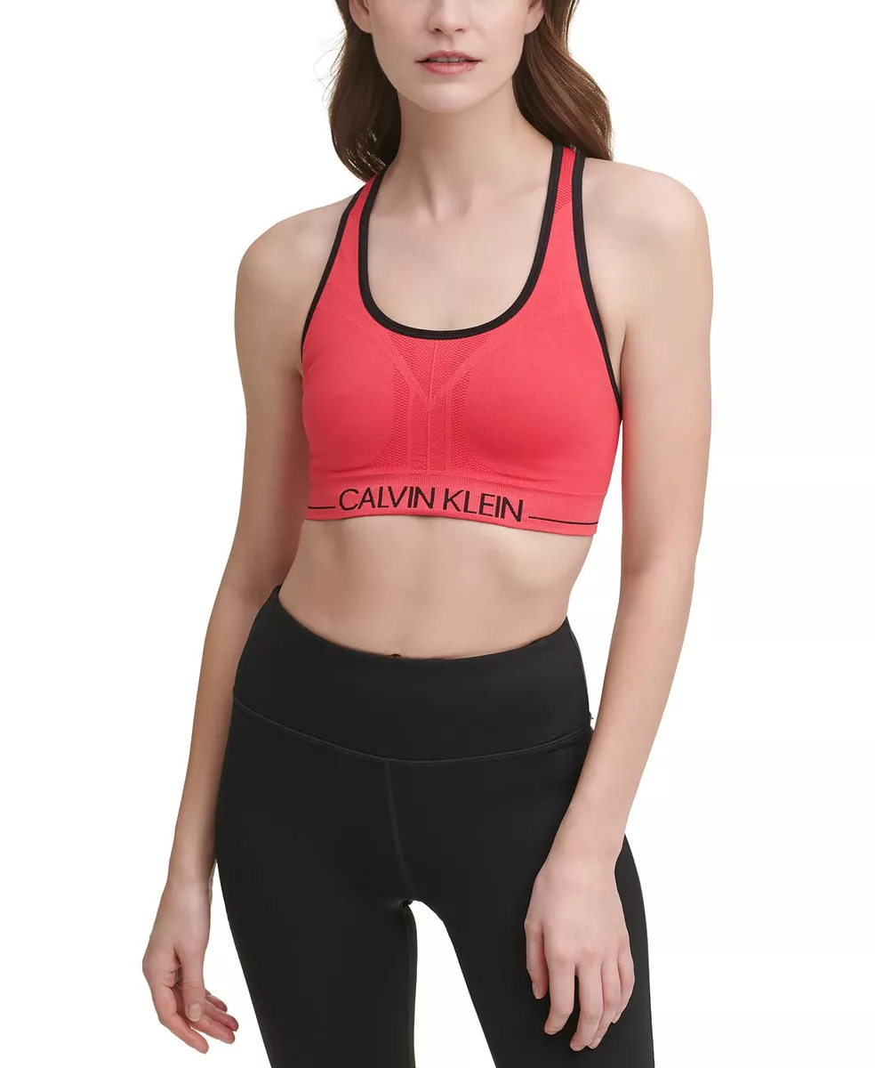 Calvin Klein Performance Seamless Reversible Sports Bra Black Pink Size S,  $40