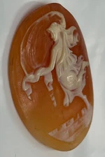 VINTAGE CARVED CARNELIAN SHELL CAMEO LOOSE - ANGELIC DANCING HEAVENLY SCENE